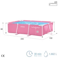 Piscina Desmontable Rectangular INTEX Estructura Metálica 220x150x60 Cm, Rosa(m-4)