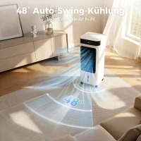 HOMCOM Mobiler Luftkühler, 3-in-1 Verdunstungskühler mit 7-Liter-Wassertank, 48° Schwenkfunktion, Weiß(m-7)