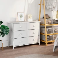 Cómoda 6 Cajones Plegables de Tela, 80x30x62 Cm, Blanco(m-2)