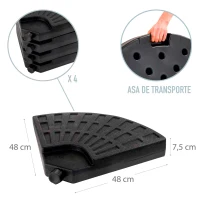 Base Rellenable para Sombrilla 4 Piezas, 48x48x7,5 Cm, Negro(m-4)