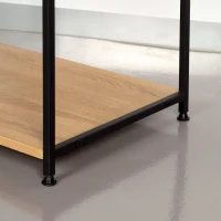 Armario Abierto con Barra Superior y 4 Estantes, 60x40x175 Cm, Negro y Madera(m-6)