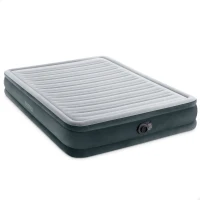 Cama Hinchable Doble Fiber-Tech con Bomba Integrada, 152x203x33 Cm, Gris(m-1)