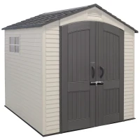Caseta de Jardín Ultrarresistente con Ventana y Suelo Antideslizante, 214x213x227 Cm, Crema(m-1)