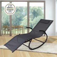 Tumbona Mecedora Aktive Garden con Cojín y Estructura de Acero, 172x53x75 Cm, Antracita(m-4)