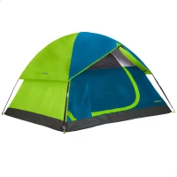 Tienda de Campaña Iglú 4 Personas Doble Techo, 240x210x130 Cm, Verde Fosforito, Azul, Gris y Negro(m-1)