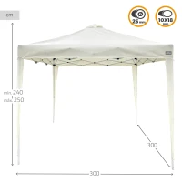 Cenador Plegable con Altura Ajustable, 300x300x240-250 Cm, Blanco(m-4)