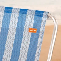Silla Plegable Alta Aluminio y Textileno, 44x45x76 Cm, Azul y Blanco(m-3)