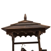 Outsunny Wooden Garden Wishing Well Fountain Barrel Waterfall Rustic Wood with Pump Garden Décor Ornament(m-7)