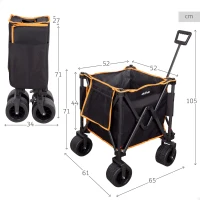 Carro Playa Aktive Plegable Estructura de Acero Ruedas 360º Desmontables 80 Kg, Negro(m-4)