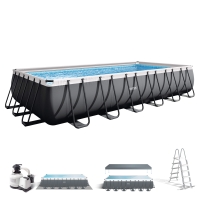 Piscina Desmontable Rectangular Ultra XTR Frame Depuradora de Arena, 732x366x132 Cm, Gris Oscuro