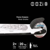 Patinete 3 Ruedas con Luces Personalizables, Manillar Regulable, 29x60,5x66,5-76,5 Cm, Blanco(m-5)