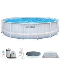 Piscina Desmontable Circular INTEX Prism Frame Premium, 488x488x122 Cm, Gris Claro(m-1)