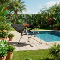 Silla Plegable Acolchada Deluxe Multiposición Aktive Garden, 49x59x105 Cm, Negro(m-3)