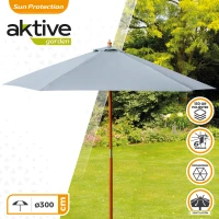 Parasol Hexagonal Mástil Madera Ø300 Cm, Antracita(m-2)