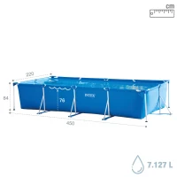 Piscina Tubular Rectangular Metal Frame con Depuradora 2.006 L/h, 450x220x84 Cm, Azul(m-4)