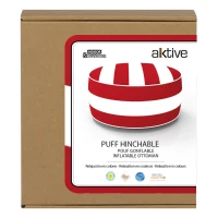 Puff Hinchable Ottoman Resistente al Agua Funda Extraíble, 53x53x23 Cm, Rojo(m-6)