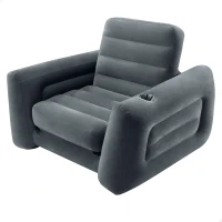Sillón Cama Hinchable Convertible 2 en 1, 117x224x66 Cm, Gris Carbón(m-1)