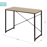 Escritorio Industrial de Melamina con Estructura de Acero, 100x40x70 Cm, Negro(m-4)