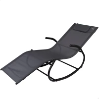 Tumbona Mecedora Aktive Garden con Cojín y Estructura de Acero, 172x53x75 Cm, Antracita(m-1)