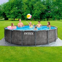 Piscina Desmontable Redonda Prisma Frame Greywood con Depuradora, 549x122 Cm, Gris(m-2)