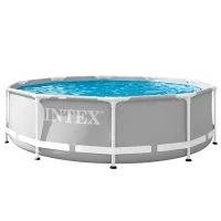 Piscina Desmontable Prisma Frame Intex con Estructura Metálica, 305x305x76 Cm, Gris(m-1)