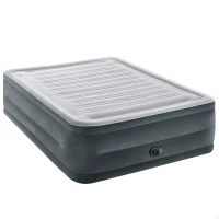 Colchón Hinchable Doble Elevado con Hinchador Eléctrico, 152x203x56 Cm, Gris(m-1)