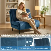 HOMCOM Poltrona Letto Pieghevole Trasformabile con Schienale Regolabile, Blu(m-6)