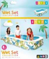 Piscina Hinchable Estampada Tropical, 229x152x48 Cm, Verde y Azul(m-10)