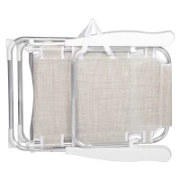 Silla de Playa Plegable 2 en 1 con Cojín Acolchado 48x60x90 Cm, Beige(m-7)