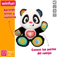 Peluche Oso Panda Interactivo Educativo con Luz y Sonidos, 27x14x33 Cm, Blanco y Negro(m-3)