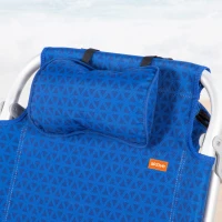 Silla de Playa Baja XL Multiposición con Cojín, Bolsillo y Nevera, 55x60x80 Cm, Azul(m-6)