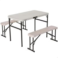 Conjunto Plegable Mesa y 2 Bancos Lifetime Ultrarresistente, 107x61x74 Cm, Gris