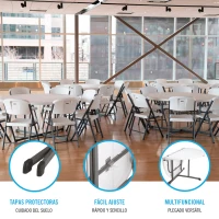 Mesa Redonda Plegable Lifetime, Tablero Polietileno 45 Mm, 152x152x75,5 Cm, Blanco(m-3)