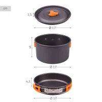 Set Cocina Camping Aktive Aluminio 8 Piezas Apilable, 16,7x16,7x8,9 Cm, Plateado(m-4)