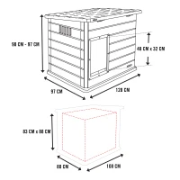 Caseta para Perro Ultrarresistente con Techo Abatible, 120x97x97 Cm, Gris(m-8)