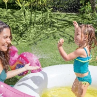 Piscina Hinchable Infantil Unicornio con Pulverizador y Tapón, 193x272x104 Cm, Multicolor(m-3)