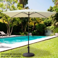 Parasol Rectangular Mástil de Aluminio con Manivela, 200x300x245 Cm, Crema(m-2)