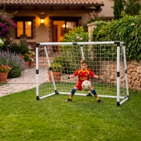Portería de Fútbol Infantil Plegable con Balón y Bomba, 190x90x132 Cm, Blanco(m-2)