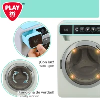 Lavadora Juguete Realista con Luz y Sonido 17,5x12x24 Cm, Gris y Azul(m-4)
