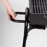 Barbacoa Portátil de Carbón Acero Inoxidable, 75x34,5x20,5 Cm, Negro Mate(m-5)
