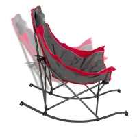 Silla Mecedora Plegable con Cojín y Bolsillos, 32x20x125 Cm, Gris y Roja(m-3)