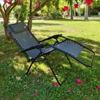 Silla Plegable Jardín Gravedad Cero 2 Posiciones, 86,5x13,5x67,0 Cm, Gris(m-3)