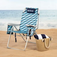 Silla de Playa Baja Plegable Multiposición XL Aluminio, 48x78x95 Cm, Azul(m-2)