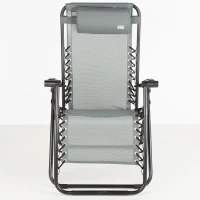 Silla Plegable Jardín Gravedad Cero 2 Posiciones, 86,5x13,5x67,0 Cm, Gris(m-8)