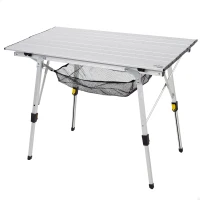 Mesa Plegable Camping Aktive Antideslizante y Ajustable, 19,5x14x93,5 Cm, Plata(m-1)