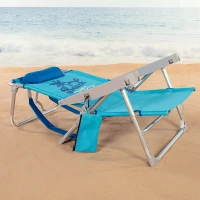 Silla Playa Baja Multiposición con Cojín y Bolso Extraíble, 53x58x80 Cm, Azul(m-3)