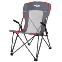 Silla Plegable Camping Antivuelco con Reposabrazos Removibles, 59x68x97 Cm, Gris(m-1)
