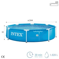 Piscina Tubular Estructura Metálica, Ø244x51 Cm, Azul(m-4)