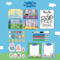 Mochila Infantil Peppa Pig Set Creativo con Pizarras y Figuras, 25x11x31 Cm, Azul(m-6)