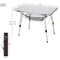 Mesa Plegable Camping Aktive Antideslizante y Ajustable, 19,5x14x93,5 Cm, Plata(m-4)